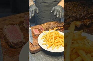 🔥 Perfectly Seared Ribeye Delight 🔥with French fries 🍟