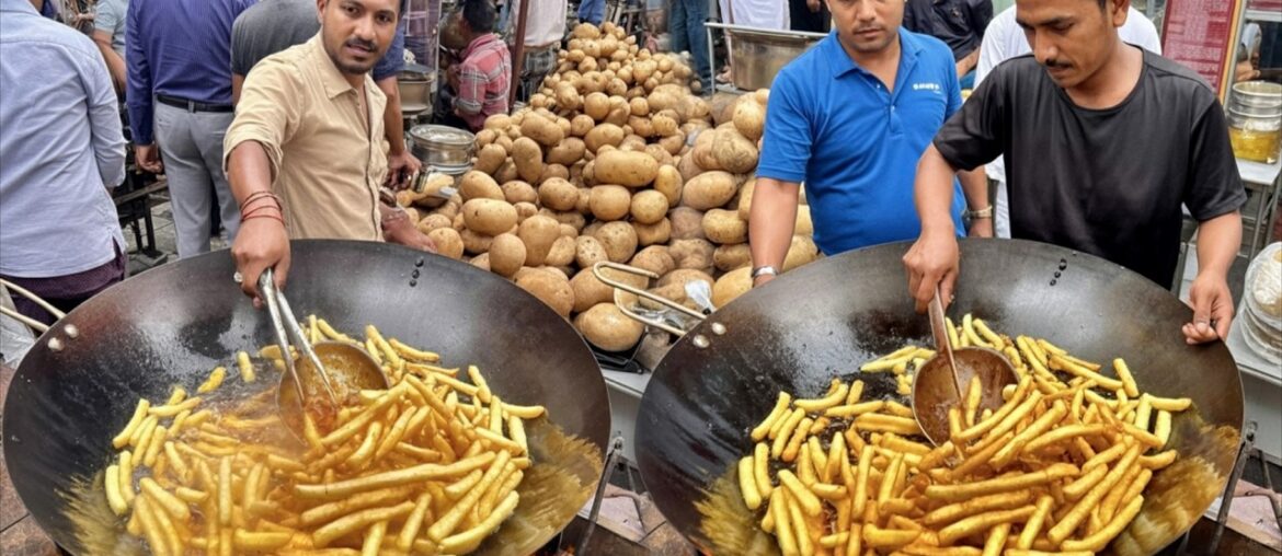 EXTREME GOLDEN CRISPY EGG FRENCH FRIES 😱 | STREET FOOD MASTER FINGER CHIPS COOKING