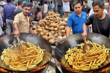 EXTREME GOLDEN CRISPY EGG FRENCH FRIES 😱 | STREET FOOD MASTER FINGER CHIPS COOKING