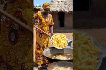 village mother cooking French fries for a celebration #villagelife #cooking #shorts #viral #africa