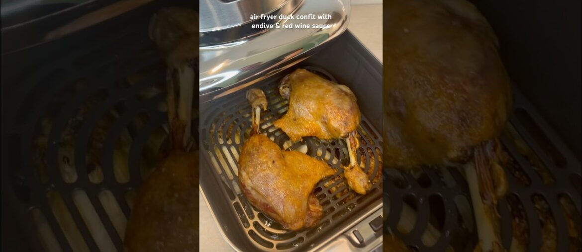air fryer duck confit with caramelized endive and red wine sauce #shorts  #duck #francefood