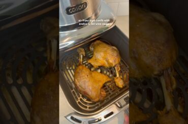 air fryer duck confit with caramelized endive and red wine sauce #shorts  #duck #francefood