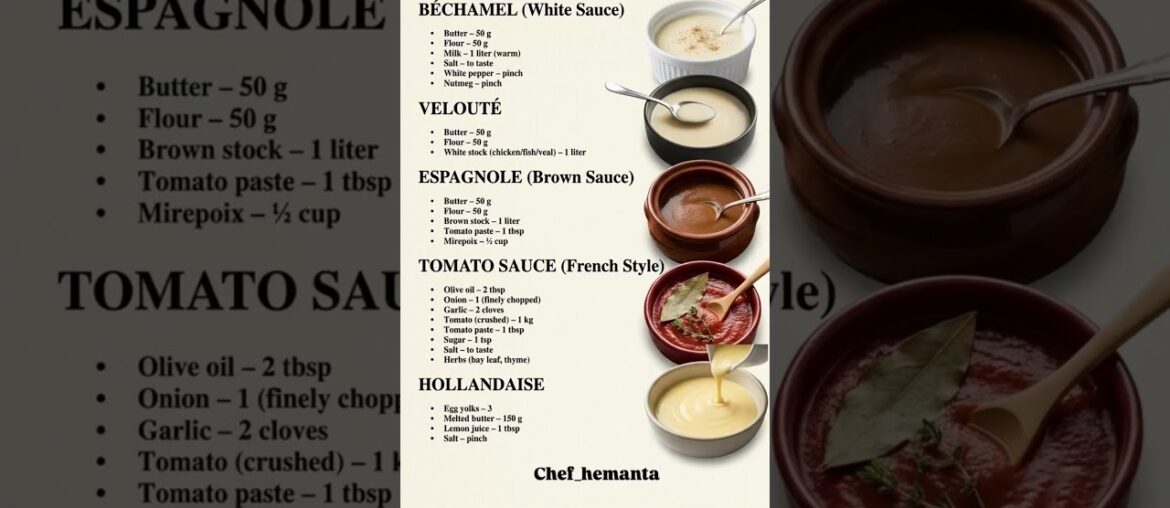 Basic 5 mother sauces | Mother sauce. #mothersauces #ytshort #cooking