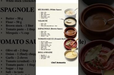 Basic 5 mother sauces | Mother sauce. #mothersauces #ytshort #cooking