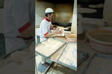 Haji Baba and baking😍 Barbara  bread in Iran#shortsvideo