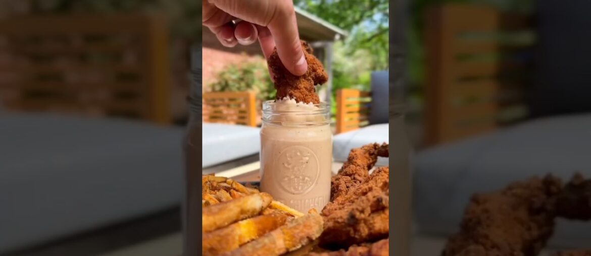 COPYCAT SLIM SAUCE with crispy chicken tenders, french fries and toast 😮‍💨🔥