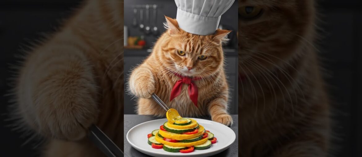 Cat Funny Chef Gung Makes a Professional Ratatouille #shorts  #cat #3danimation #funnycats