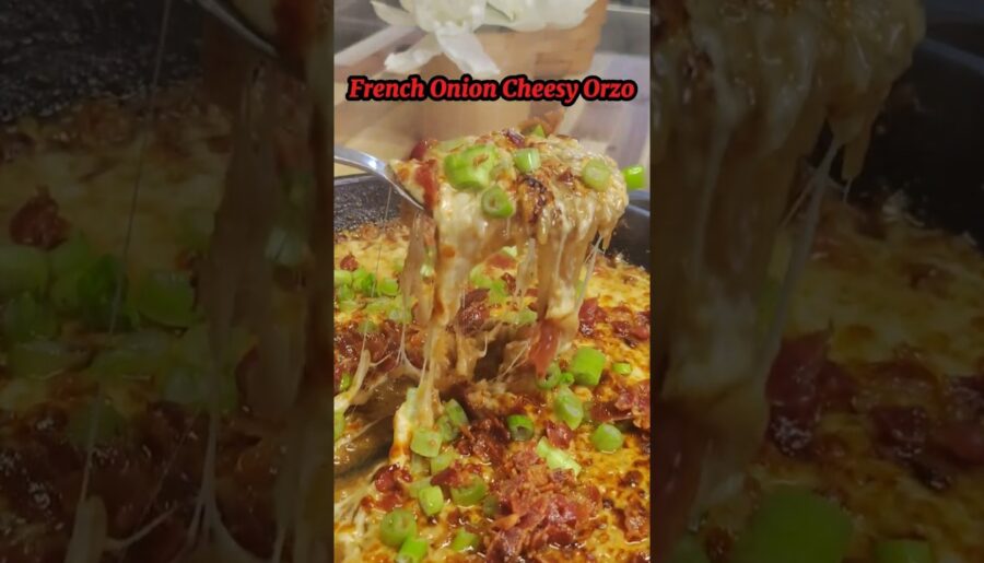 I Turned French Onion Soup Into Cheesy Orzo with Bacon (Easy One-Pan Dinner) #shortsvideo