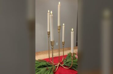 Iron Tabletop Candelabra - Decorative Metal Candelabra Candle Holder, 5 French Dinner Candles (Dinne