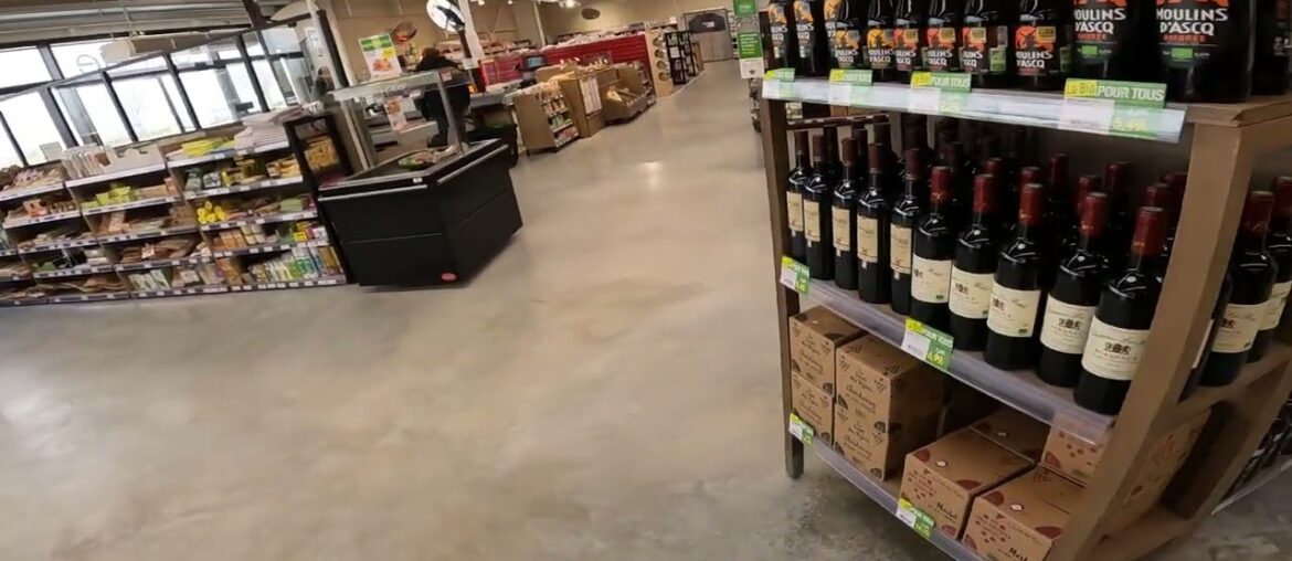 wine section at a local grocery store in Melun