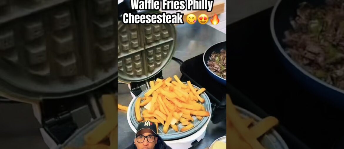 Waffle Fries Philly Cheesesteak! #shorts #food #foodie