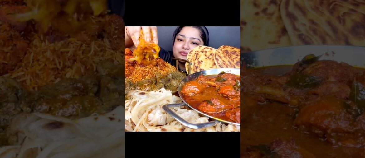 ASMR EATING SPICY 🔥🥵 CHICKEN PAROTA #mukbang #mukbanginternational #asmreating #food #youtubeshorts