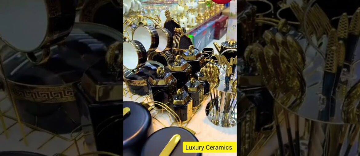 Elevate your dining experience with this stunning Black & Gold Ceramic  Collection#HomeDecor