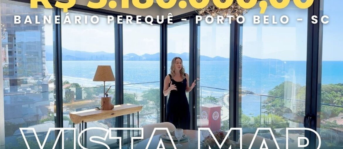 Apartamento com vista para o mar no Balneário Perequê, Porto Belo/SC com 3 suítes, mobiliado