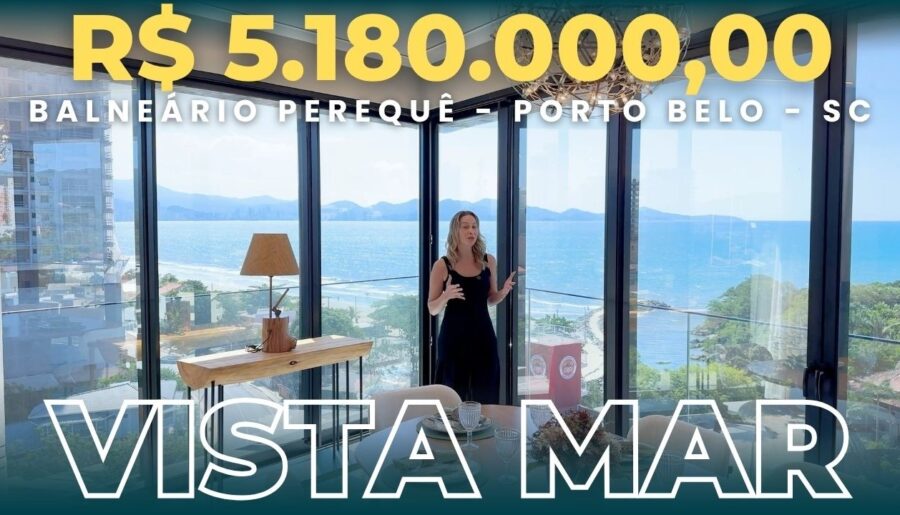 Apartamento com vista para o mar no Balneário Perequê, Porto Belo/SC com 3 suítes, mobiliado