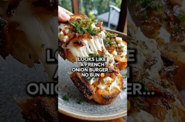 🍔🔥 Cottage Cheese French Onion Burger Melt Towers #yotubeshorts #recipe #bonnecuisine #explore