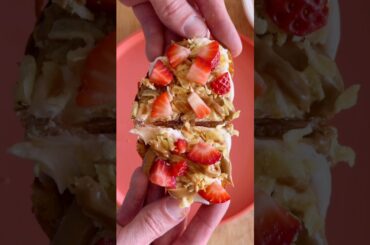 Strawberry cream cheese, cookie butter, & chips = the perfect sweet & salty toast!