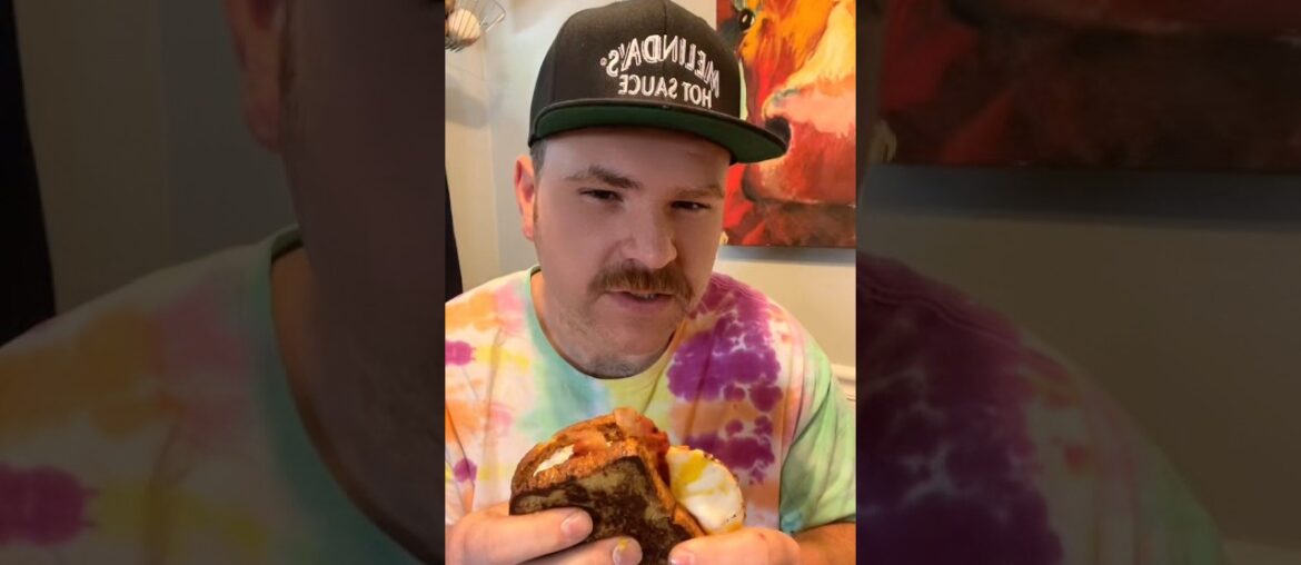 Hot honey infused French toast breakfast sandwich #cooking #breakfast #sandwich #food #shorts