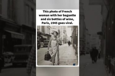 Paris, 1945 — baguette, wine, and timeless French energy 🇫🇷🥖🍷#Throwback#Paris#History#Vintage#Iconic