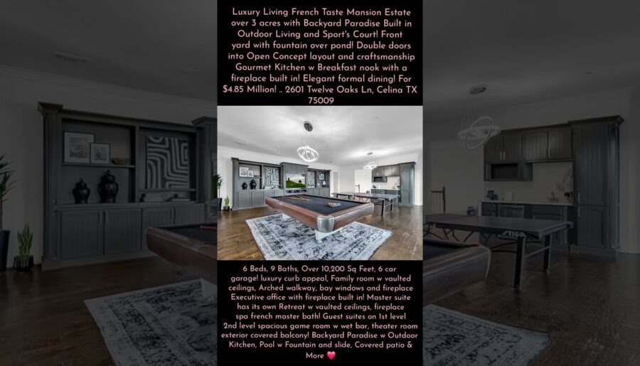 Luxurious Living French Style Mansion Estate with Backyard Paradise and sports court. On 3 acres