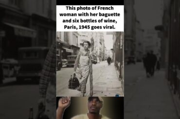 Paris, 1945 — baguette, wine, and timeless French energy 🇫🇷🥖🍷#Throwback#Paris#History#Vintage#Iconic