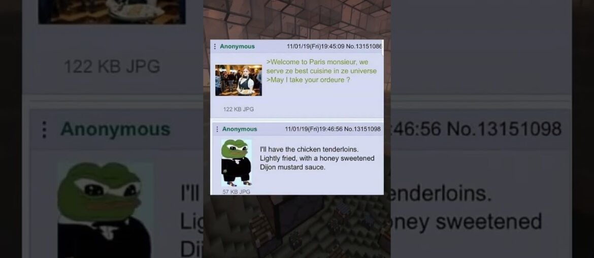 peak French dining experience: tenderloins and Dijon mustard dreams #greentext #4chan