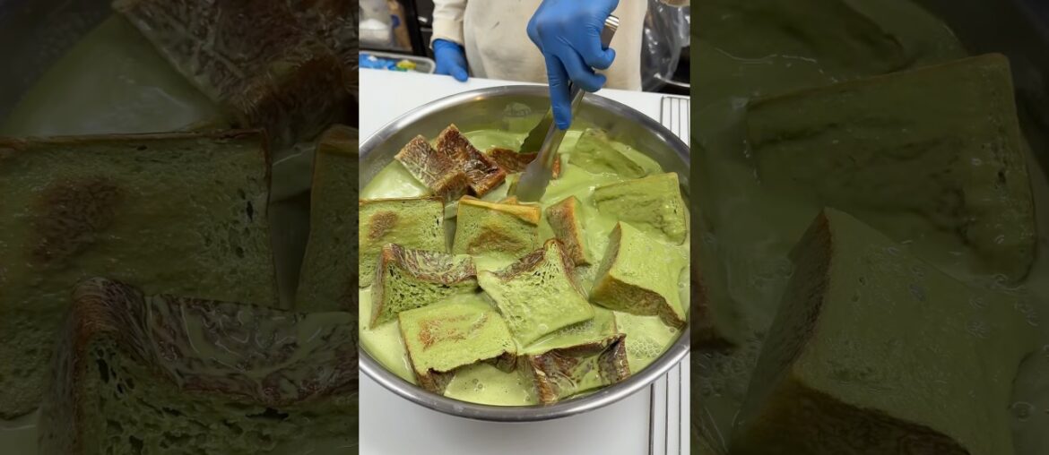 French toast soaked in tons of matcha🍵