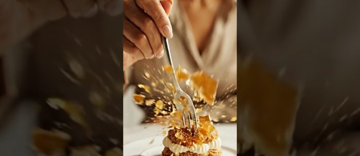 Gourmet Perfection: Tasting the Classic French Saint-Honoré #finedining #goldleaf #luxurylifestyle