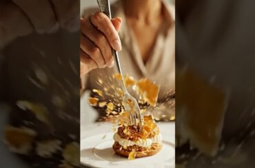 Gourmet Perfection: Tasting the Classic French Saint-Honoré #finedining #goldleaf #luxurylifestyle