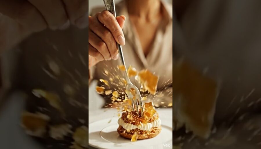 Gourmet Perfection: Tasting the Classic French Saint-Honoré #finedining #goldleaf #luxurylifestyle