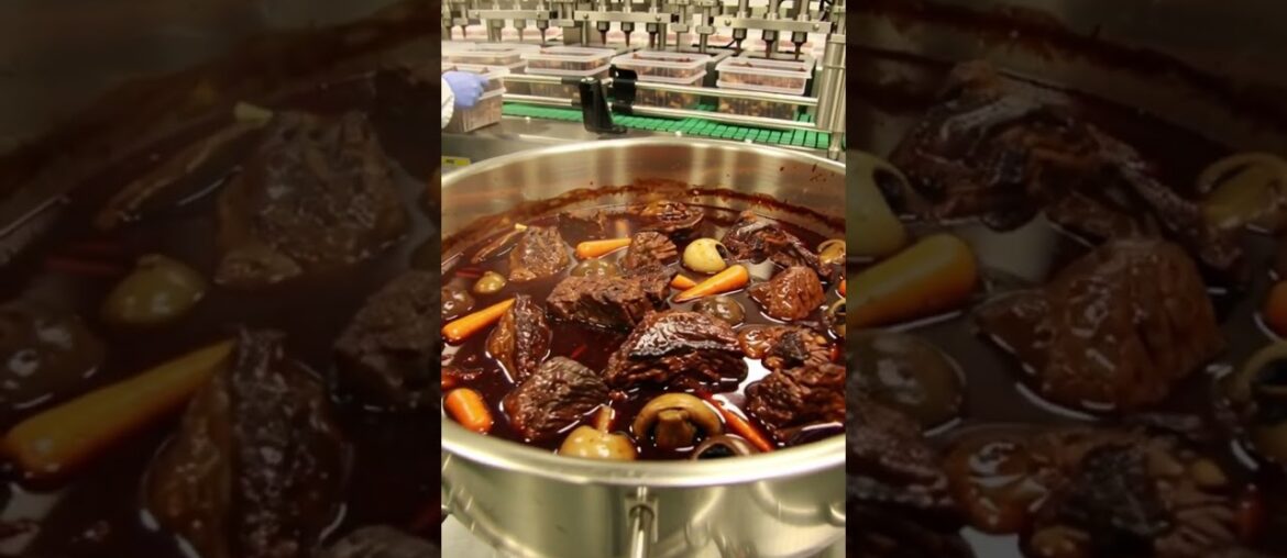 🍷 From Beef to Gourmet Stew 🥩 | Boeuf Bourguignon Mass Production Factory Tour