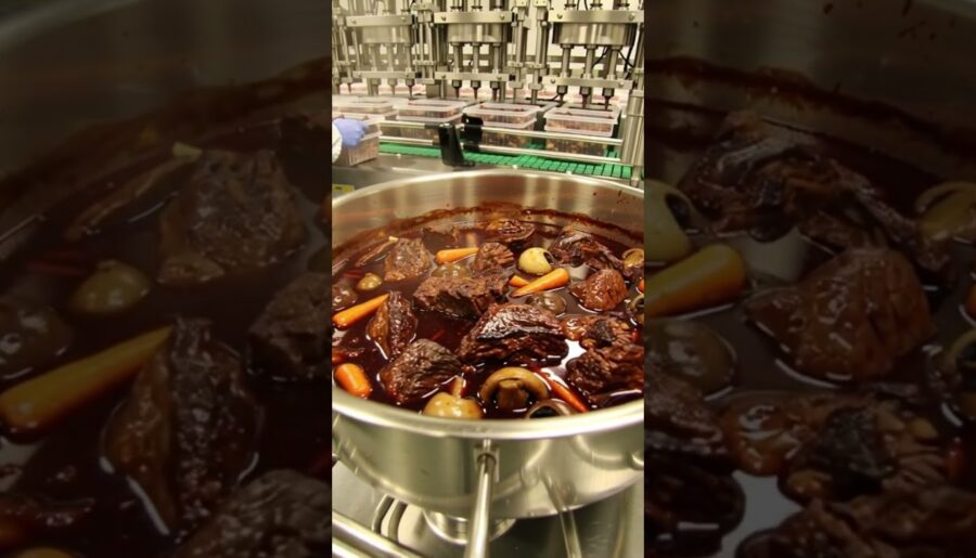 🍷 From Beef to Gourmet Stew 🥩 | Boeuf Bourguignon Mass Production Factory Tour