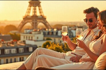 Vintage French Love Songs ✨ Elegant Paris Sunset by the Eiffel Tower & Romantic Music for Relaxing