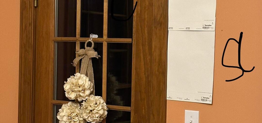 Cannot for the life of me choose between Swiss coffee or Greek villa for my new to me north facing kitchen. Help! Last few photos are of entire kitchen so you can see the floors, cabinets, and wood trim/ doors were working with that we aren’t changing. Only paint and curtains, rugs, decor!