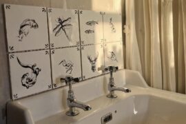 I hand painted some tiles for our new bathroom