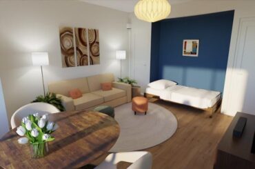 I'm making a 3D design of how to decorate the new apartment I'm moving into and thinking of painting the "alcove" with the bed navy blue. Am I crazy?