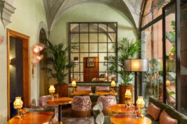 Restaurant in a 16th-century palazzo and former convent converted into a boutique hotel in Florence, Tuscany, Italy [2001x3000]