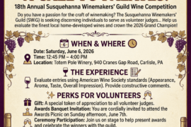 Looking for Wine Judges in the South Central PA area for the 18th Annual Susquehanna Winemakers' Guild Wine Competition