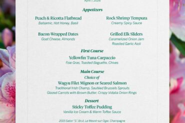 Rory McIlroy‘s champions dinner and wine list at the 2026 Masters.