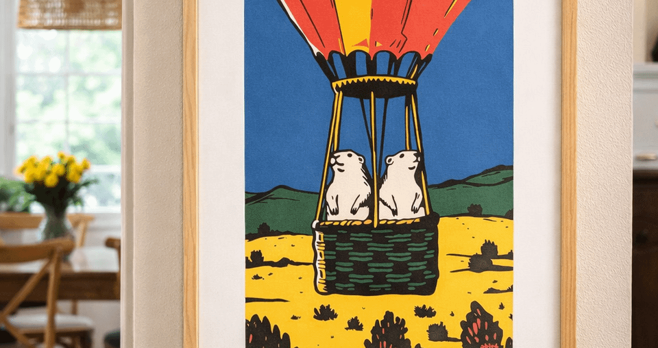 Adding a pop of color to the hallway. This quirky Colorado prairie dog print warms up the space.