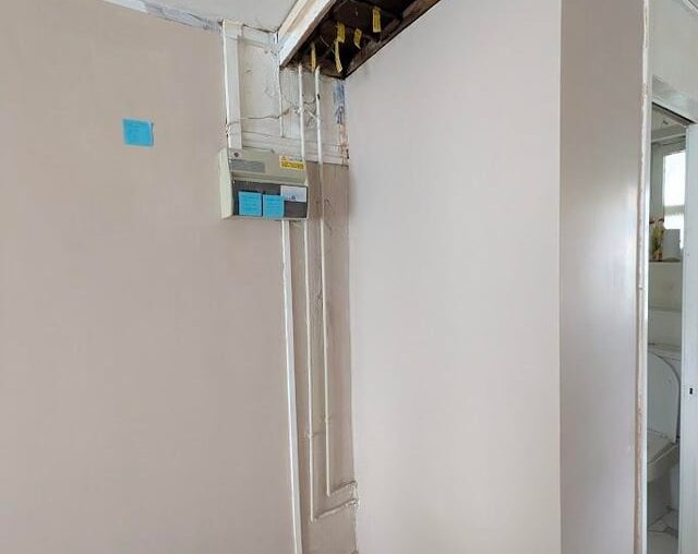 Please help- how to tastefully hide this ugly piping and circuit box in one corner of my flat? Please help- how to tastefully hide this ugly piping and circuit box in one corner of my flat?