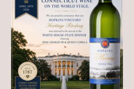 Connecticut-grown Riesling among the wines served Tuesday Night at the King Charles White House Dinner
