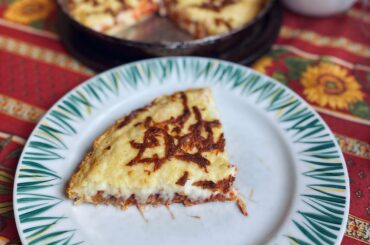 Pan pizza (shrimps, red onion, corn and mozzarella)