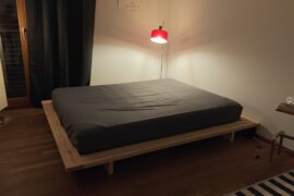 Karup Japan bed frame: bedside table and rug recommendations?