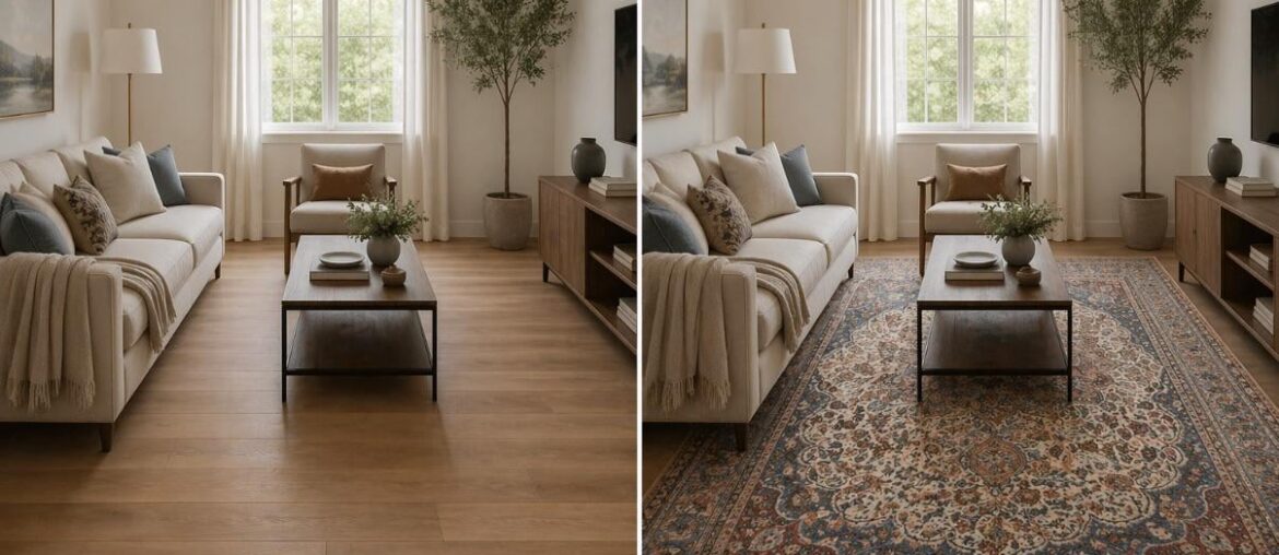 Does adding a rug really make that big of a difference in a room? (before/after)