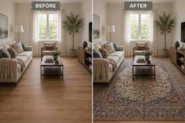 Does adding a rug really make that big of a difference in a room? (before/after)
