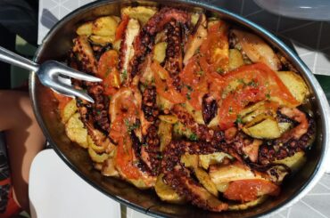 Octopus with potatoes and vegetables