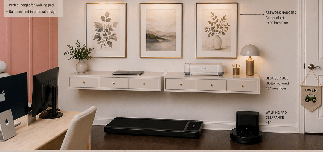 HELP - Office Wall - craft space / walking pad multi-purpose wall.