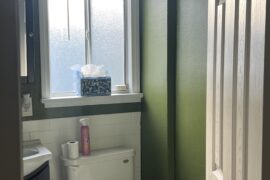 What color shower curtain should I get (considering the wall color and floor pattern)?