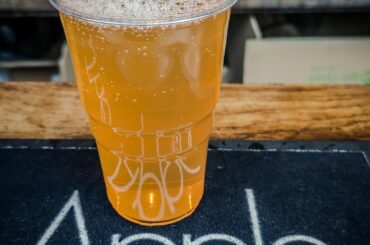 Enjoying a pint of cider (Kingston Black) in Bristol